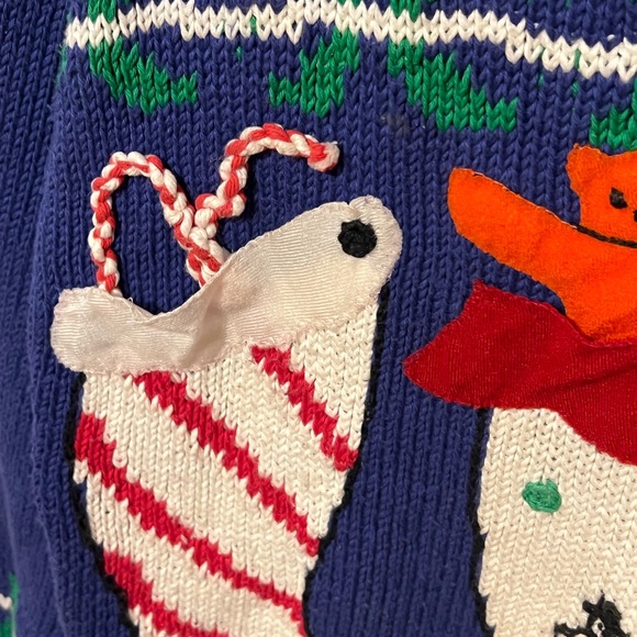 M/L 1980s Vintage knitted Holiday Christmas Stocking Toys Winter sweater - Picture 3 of 14